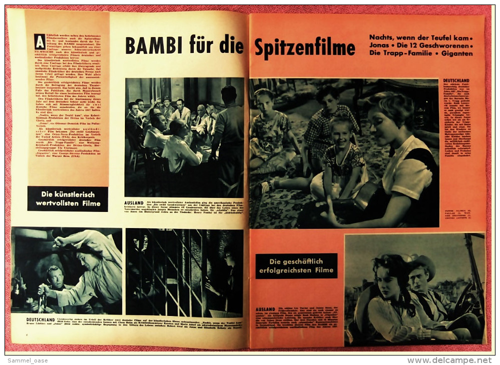 "Film Revue"  Die Bambi Sieger Schell , Buchholz , Lollobrigida , Rock Hudson  -  Nr. 6 Von 1958 - Zeitschriften