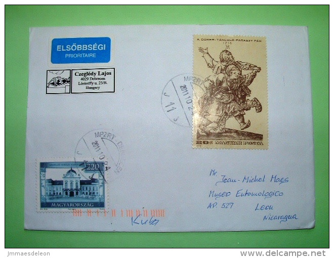 Hungary 2011 Cover To Nicaragua - Durer Painting Dance - Palace - Chair On Back - Cartas & Documentos