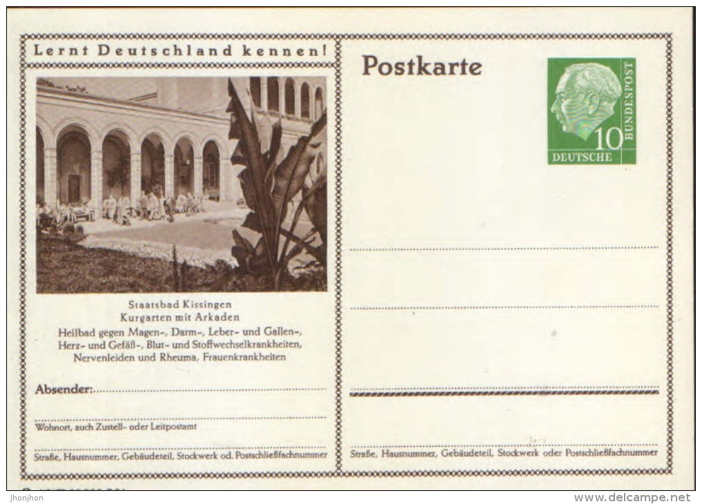 Germany/Federal Republic - Stationery Postcard Unused -P24 - Staatsbad Kissingen Kurgarten Mit Arkaden - Cartes Postales - Neuves