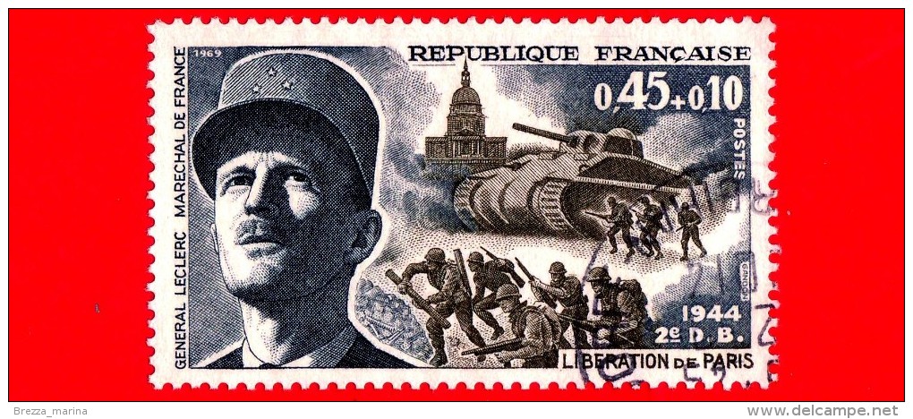 FRANCIA - Usato - 1969 - 1944: Liberazione Di Parigi - Generale Leclerc - 0.45+0.10 - Primeros Vuelos
