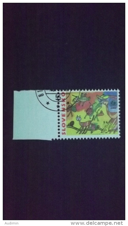 Slowakische Republik Slowakei 370 Oo/used, UNICEF-Weltkindertag: Tiere Unter Regenbogen; Zeichnung V. A. Banikova - Used Stamps