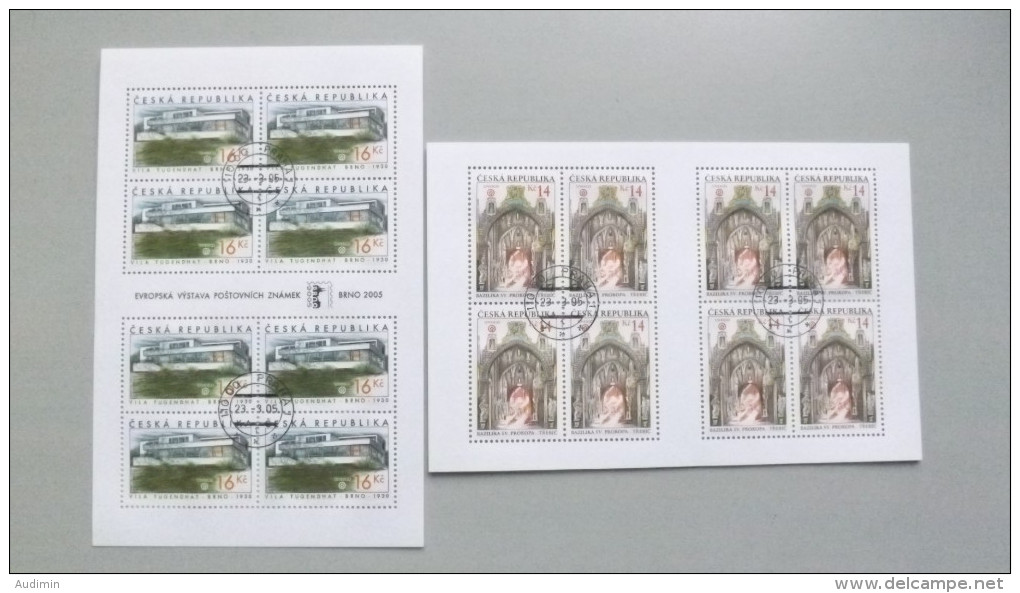 Tschechische Republik, Tschechien 428/9 KB/sheet, Oo/used, Basilika Des Hl. Prokop, Villa Tugendhat, Mies Van Der Rohe - Used Stamps