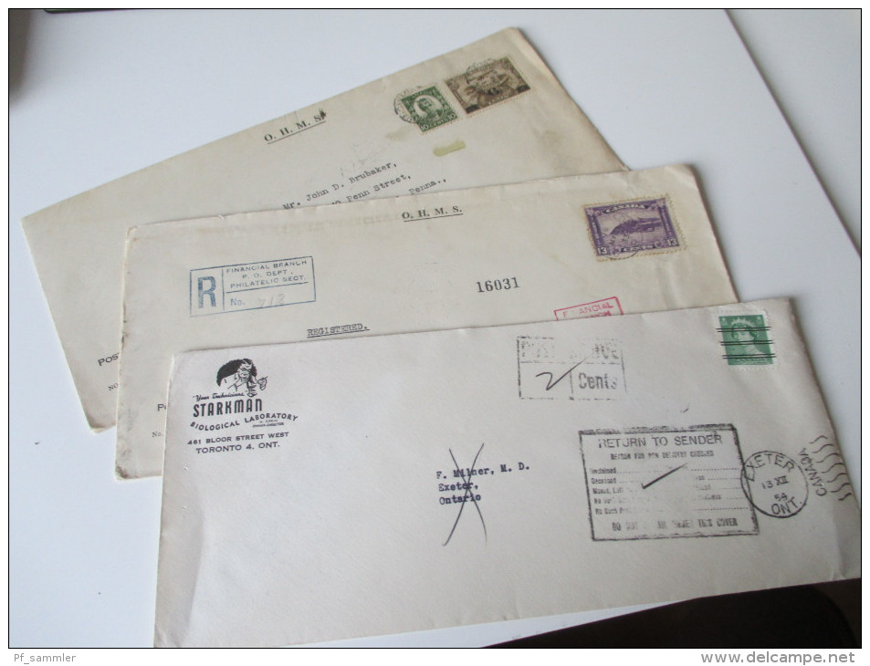 3 Belege OHMS Und 1954 Return To Sender. Financial Branch. Interessante Belege Mit Vielen Stempeln!! - Covers & Documents