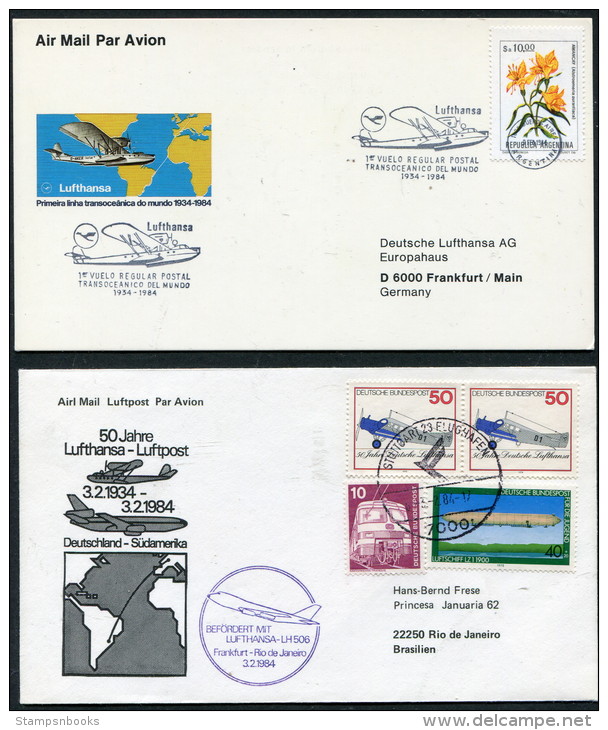 1984 Brazil Germany Lufthansa First Flight Erstflug (2) - Luchtpost