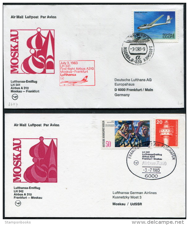 1983 Russia Germany Moscow - Frankfurt - Moscow Lufthansa First Flight Erstflug (2) - Covers & Documents