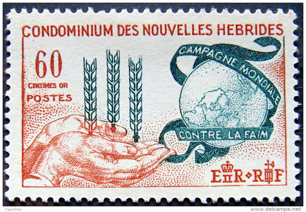 NEW HEBRIDES , FRENCH 1963 Freedom From Hunger MLH WHITE GUM Scott109 CV$5 - Ongebruikt