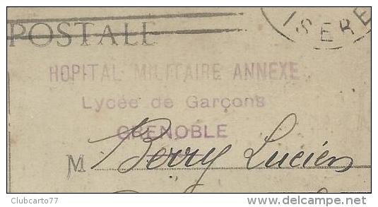 Grenoble (38) : Le Lycée De Garçons En 1915 (animé) PF+ Oblitération De L´Hôpital Temporaire Annexe Lycée. - Herbeys