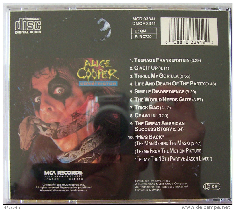 CD 10T ROCK   ALICE COOPER CONSTRICTOR Frankenstein - Punk