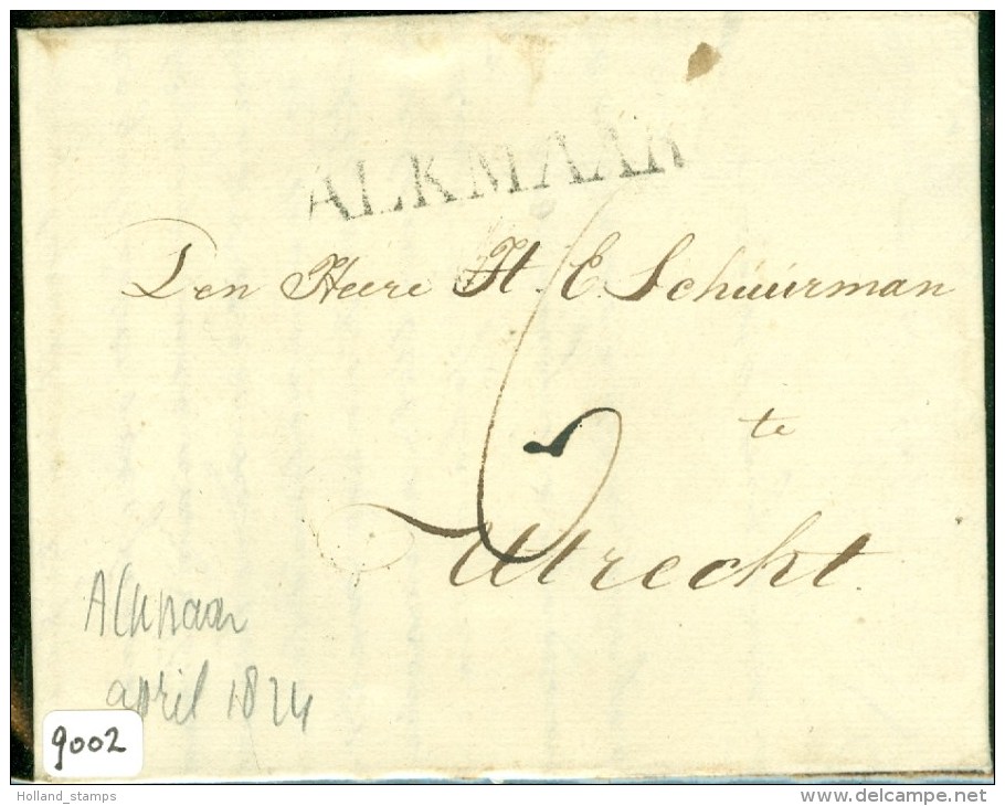 HANDGESCHREVEN BRIEF Uit 1824 DEPARTEMENTSTEMPEL ALKMAAR (9002) - ...-1852 Préphilatélie