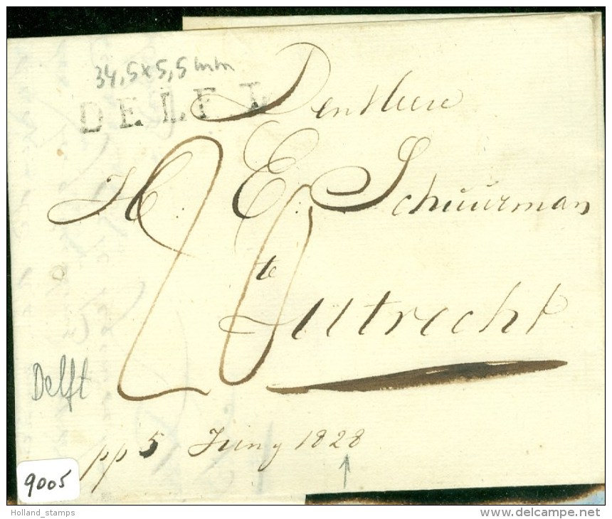 HANDGESCHREVEN BRIEF Uit 1828 DEPARTEMENTSTEMPEL DELFT (9005) - ...-1852 Préphilatélie