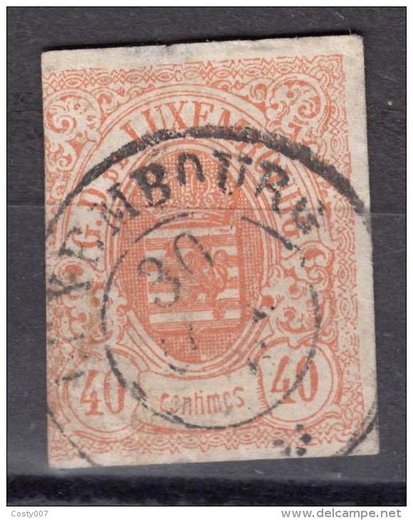 Luxembourg 1859 Definitives Coat Of Arms 40C Orange Mi.11 Used AM.386 - 1859-1880 Armoiries