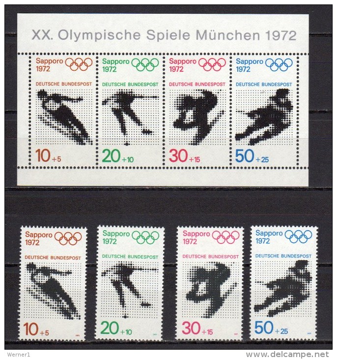 Germany 1971 Michel 680 - 683, Block 6 Olympic Games Sapporo / Munich Set Of 4 + S/s MNH - Winter 1972: Sapporo