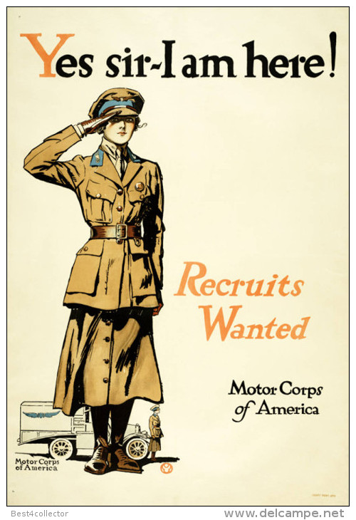 @@@ MAGNET - WAR PROPAGANDA - Yes Sir--I Am Here! Recruits Wanted, Motor Corps Of America - Advertising