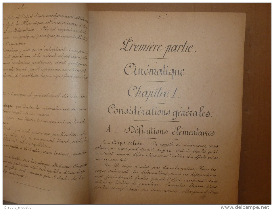 1921     Ecole Militaire        COURS  De MECANIQUE - Documenti