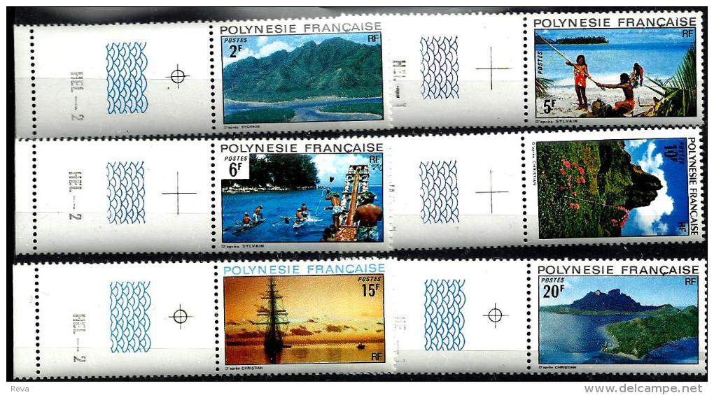 POLYNESIE FRANCAISE LANDSCAPES SHIP WOMAN SUNSET SET OF 6 -20 FR STAMPS ISSUED 1974 SG180-5 MINTCV£34 READ DESCRIPTION!! - Neufs