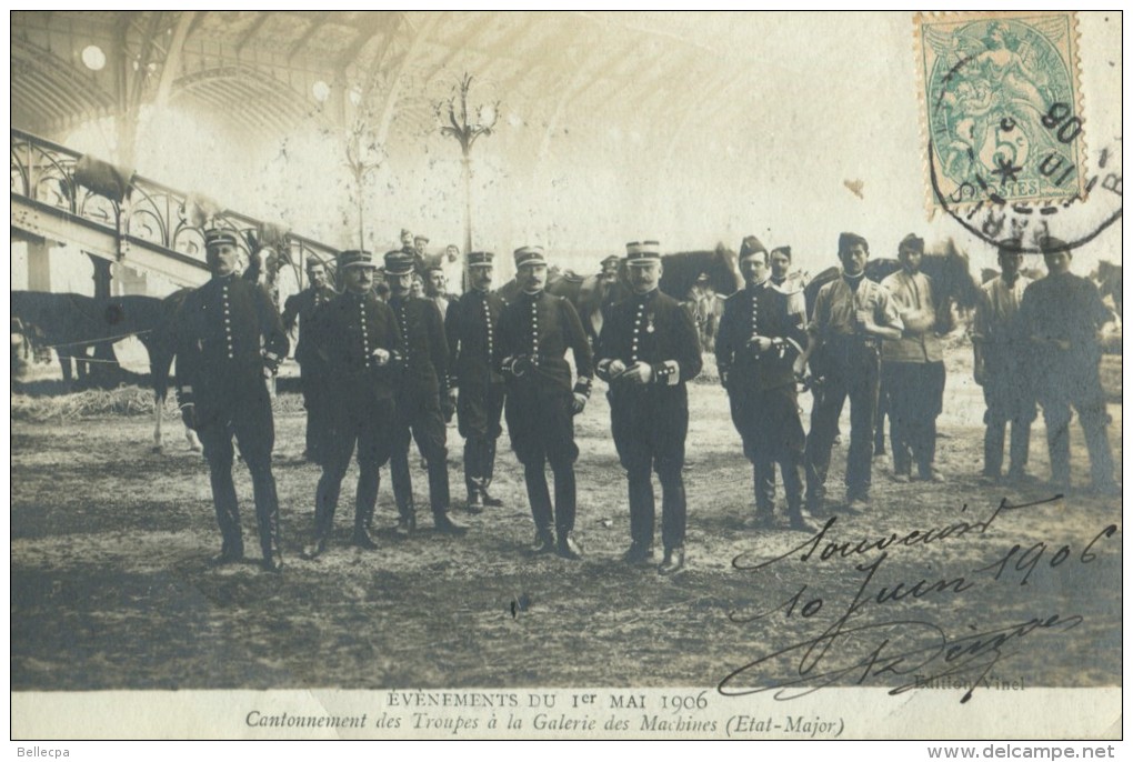 75 Paris Galerie Des Machines Cantonnement Des Troupes 1er Mai 1906 Etat Major - Autres & Non Classés