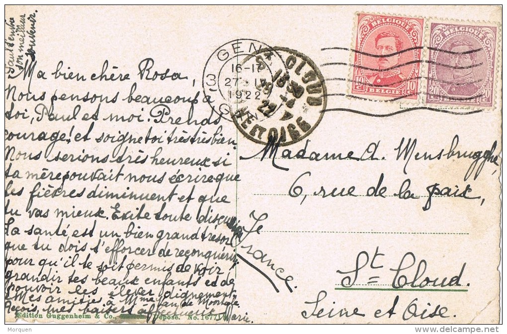 10498. Postal GAND (Belgien) 1922. Maison De Bateliers - Cartas & Documentos