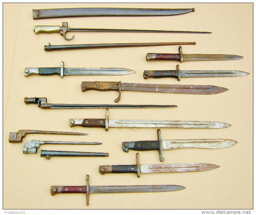 Lot Baionnette Lebel Rosalie Chassepot Mauser Espagnole Israelienne Belge Russe Anglaise - Armes Blanches