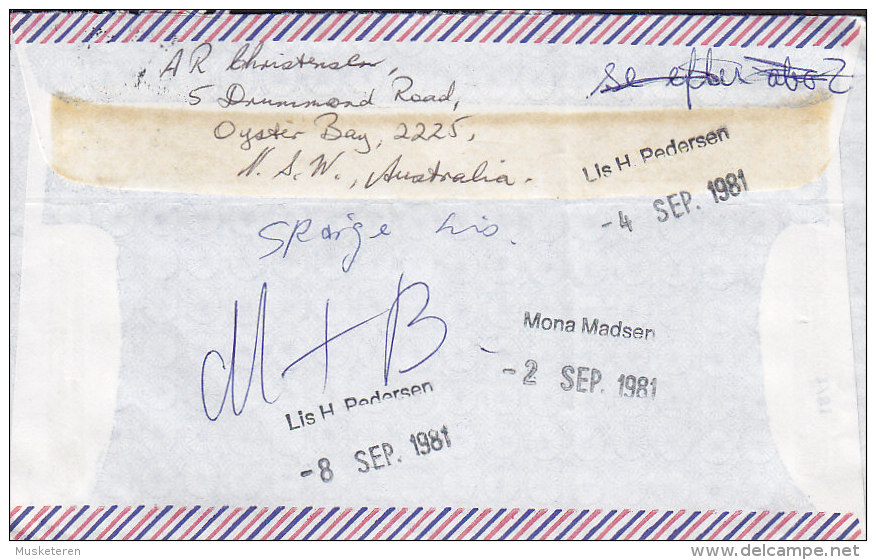 Australia Airmail Par Avion OYSTER BAY (N.S.W.) 1981 Cover To Denmark Charles & Diana Marriage Stamp (2 Scans) - Cartas & Documentos