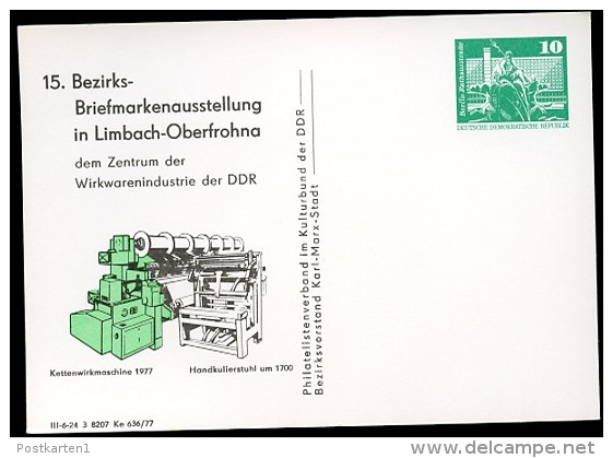 KETTENWIRKMASCHINE DDR PP16 C2/014 Privat-Postkarte Limbach-Oberfrohna 1977 NGK 3,00 € - Textil