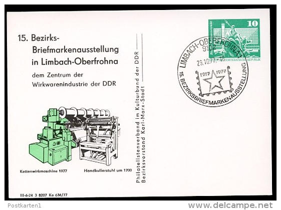 KETTENWIRKMASCHINE DDR PP16 C2/014 Privat-Postkarte Limbach-Oberfrohna Sost.1977 NGK 4,00 € - Textil