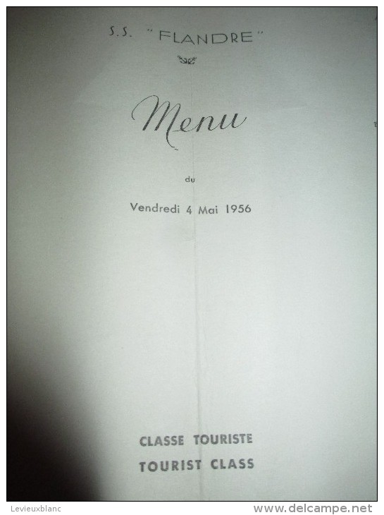 Grand Menu/ Compagnie Générale Transatlantique/SS " Le Flandre"/Classe Touriste / 1956   MENU69 - Menus