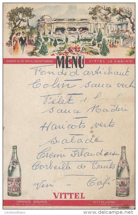 Menu Publicitaire / Vittel / Vitteloise/Casino De Vittel// Vers 1950    MENU72 - Menus