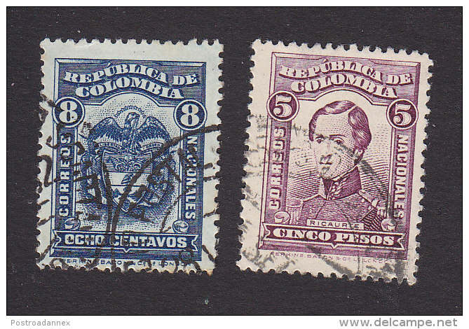 Colombia, Scott #401, 404, Used, Important Colombians, Coat Of Arms, Issued 1926 - Colombia