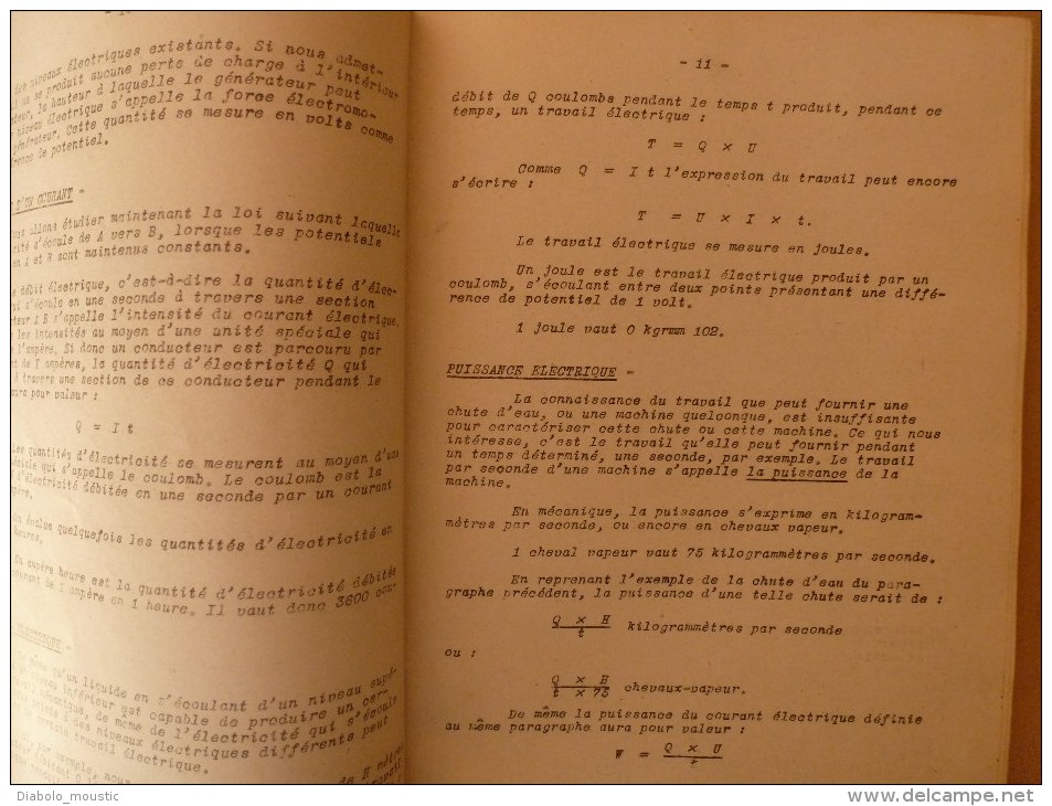 1925-1926 Ecole Spéciale Militaire De St-Cyr COURS De SCIENCES APPLIQUEES (Notion électricité,Elecricité Industrielle) - Documenti