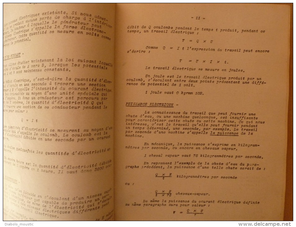 1925-1926 Ecole Spéciale Militaire De St-Cyr COURS De SCIENCES APPLIQUEES (Notion électricité,Elecricité Industrielle) - Documents