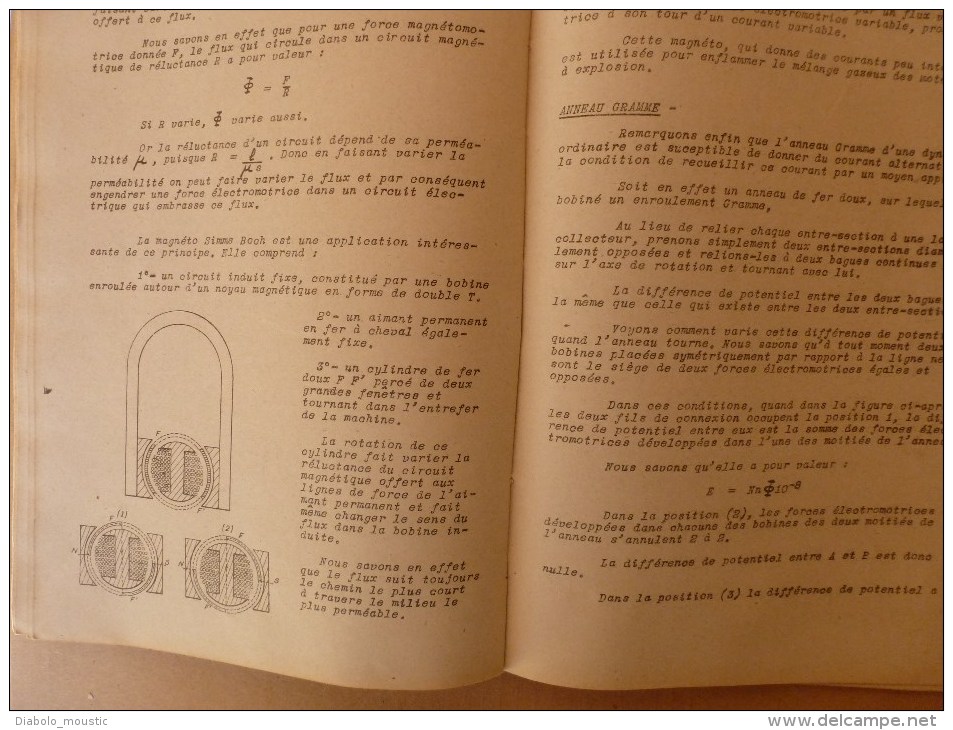 1925-1926 Ecole Spéciale Militaire de St-Cyr COURS de SCIENCES APPLIQUEES (Notion électricité,Elecricité industrielle)