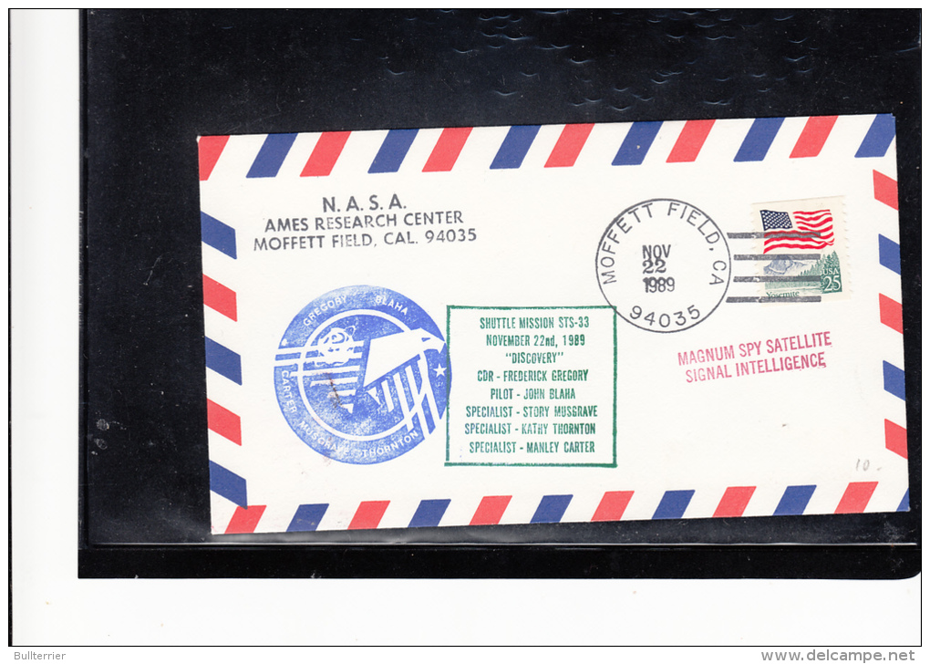SPACE -   USA - 1989 - STS  33 SHUTTLE MAGNUM SPY SATELLITE  COVER   WITH  PATRICK   POSTMARK - Etats-Unis