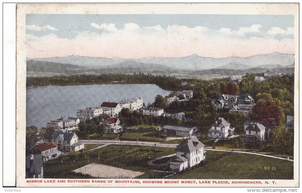 ADIRONDACKS, N. Y. -  Miror Lake And Southern Range Of Mountains, Showing Mount Marcy, Lake Placid- 1919 - Adirondack