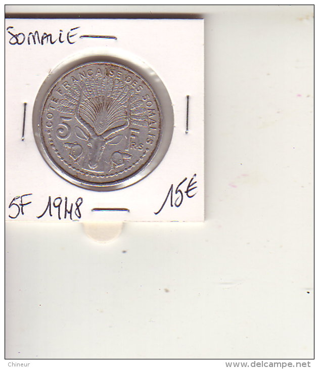 COTE FRANCAISE DES SOMALIES 5 FRANCS 1948 - Somalie