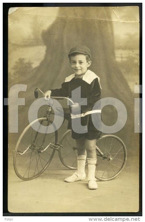 1922 REAL PHOTO POSTCARD  TRICYCLE VELO CARTE POSTALE - Motos