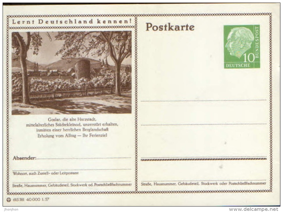 Germany/Federal Republic- Stationery Postcard Unused - P24 - Goslar, - Cartes Postales - Neuves