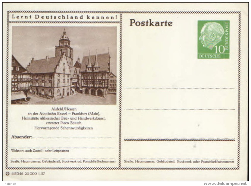 Germany/Federal Republic- Stationery Postcard Unused - P24 - Alsfeld/Hessen - Cartes Postales - Neuves