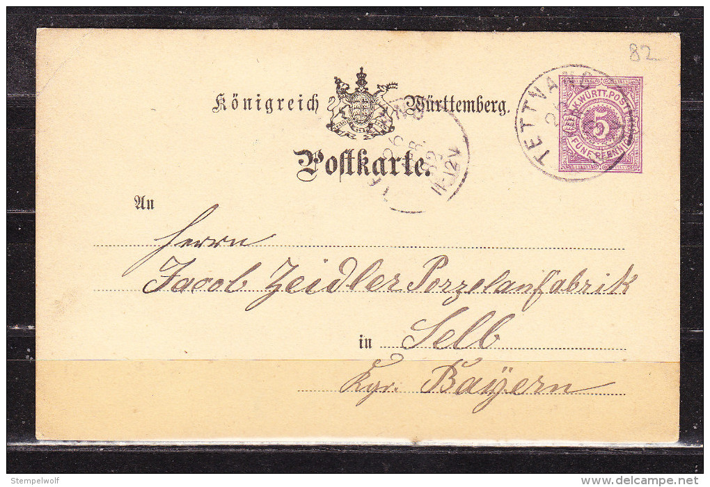 P 22 Ziffer, Tettnang Nach Selb 1882 (60399) - Sonstige & Ohne Zuordnung