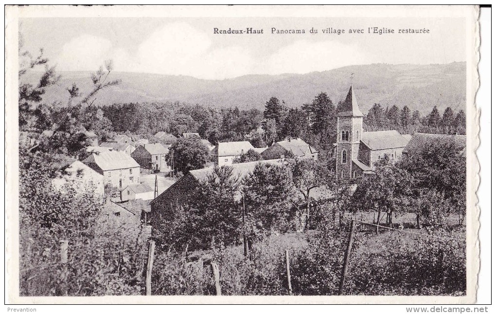 RENDEUX-HAUT - Panorama Du Village Avec L´Eglise Restaurée (Hôtel Des Touristes Maison Fondée En 1899 - Rendeux