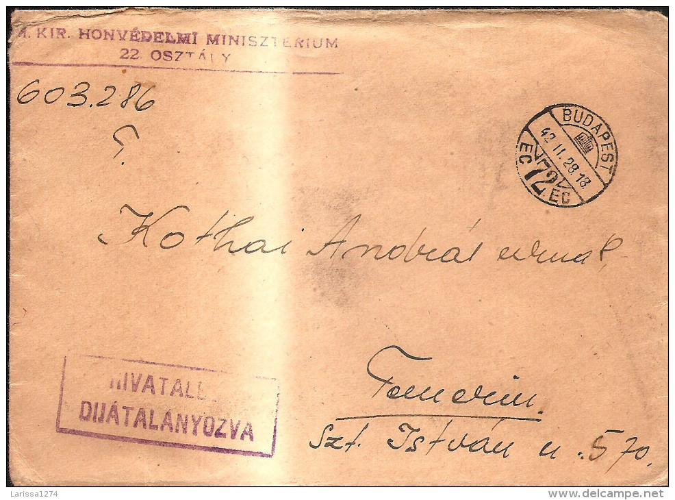 162.WWII HUNGARY 1942 Letter From Budapest To Temerin - Lettres & Documents
