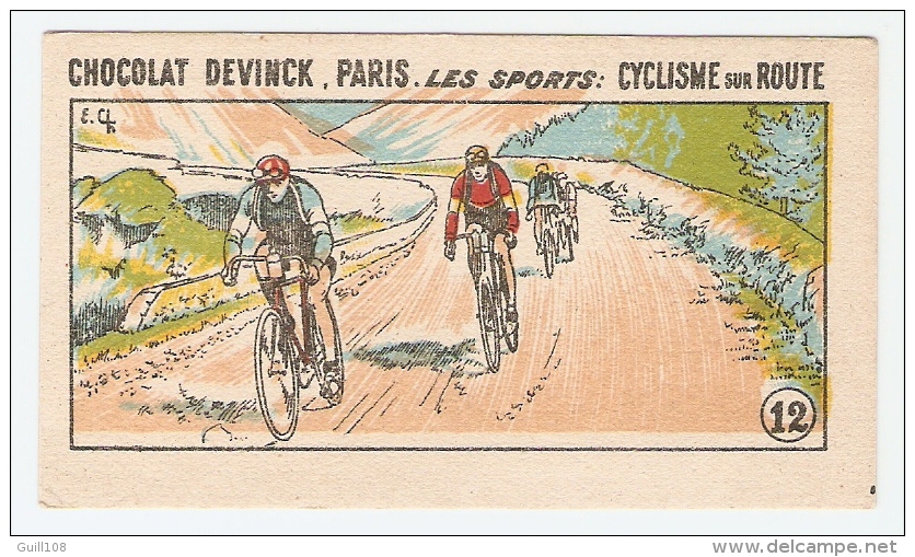 Chromo Image Didactique Chocolat Devinck Ed. Th. Wartel Sport Cyclisme Sur Route Cycle Vélo Course A6-34 - Sonstige & Ohne Zuordnung