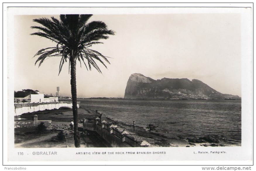 GIBRALTAR - ARTISTIC VIEW OF THE ROCK FROM SPANISH SHORES / CANCEL THE TRAVEL KEY OF THE MEDITERRANEAN 1932 - Gibilterra