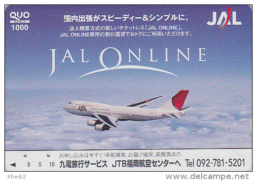 Carte Prépayée JAPON - AVION - BOEING JAL - JTB - Airplane Airline JAPAN Prepaid Card - Flugzeug Quo Karte  Aviation 566 - Aerei