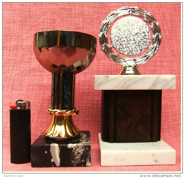 2 X Pokal Kaninchen-Zucht-Verein Und Handball SV Bonames - Ca. 21 Cm Und 16,5 Cm Länge  -  Von 1981 / 1992 - Sonstige & Ohne Zuordnung