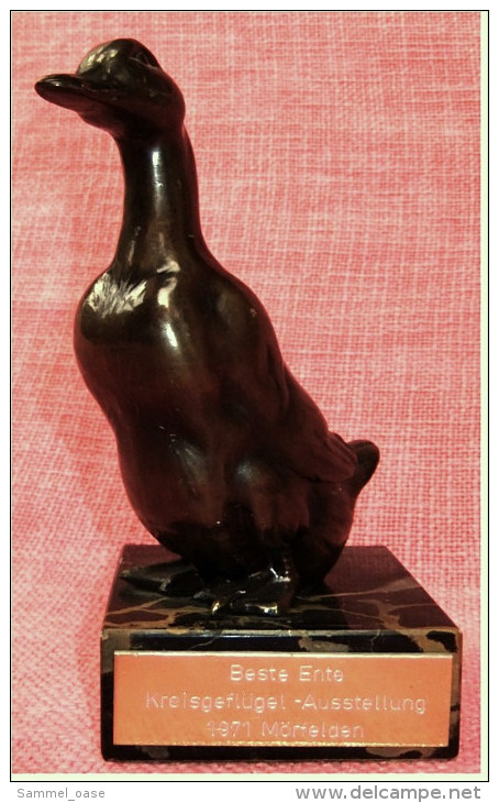 Pokal Beste Ente  -  Kreisgeflügel-Ausstellung 1971 Mörfelden  -  Ca. 16 Cm Länge - Sonstige & Ohne Zuordnung