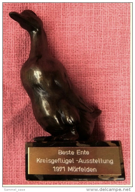 Pokal Beste Ente  -  Kreisgeflügel-Ausstellung 1971 Mörfelden  -  Ca. 16 Cm Länge - Sonstige & Ohne Zuordnung