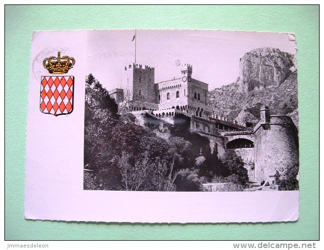 Monaco 1958 Postcard "Palace" To France - Prince - Car Race Slogan - Briefe U. Dokumente