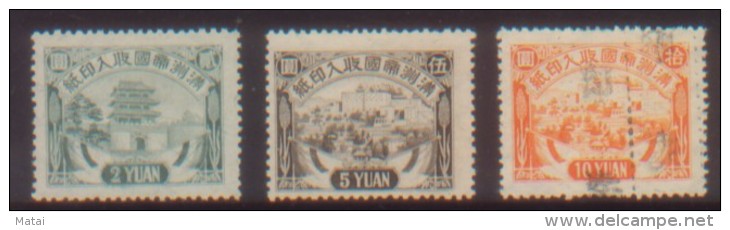 CHINA CHINE MANDSCHUREI MANDSCHUKUO REVENUE STAMPS2YUAN,5YUAN,10YUAN - 1932-45 Mantsjoerije (Mantsjoekwo)