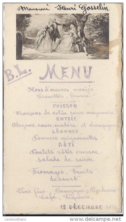 Hors D´Oeuvre Variés/BL/ Gosselin/ 1936      MENU88 - Menus