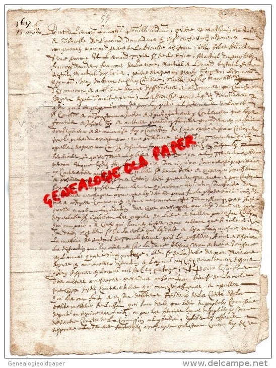 87 - LA BROUSSE BUJALEUF- ACTE NOTARIE GABRIEL DE LANAUD ST  SAINT LEONARD DE NOBLAT-1617 - Manuscrits